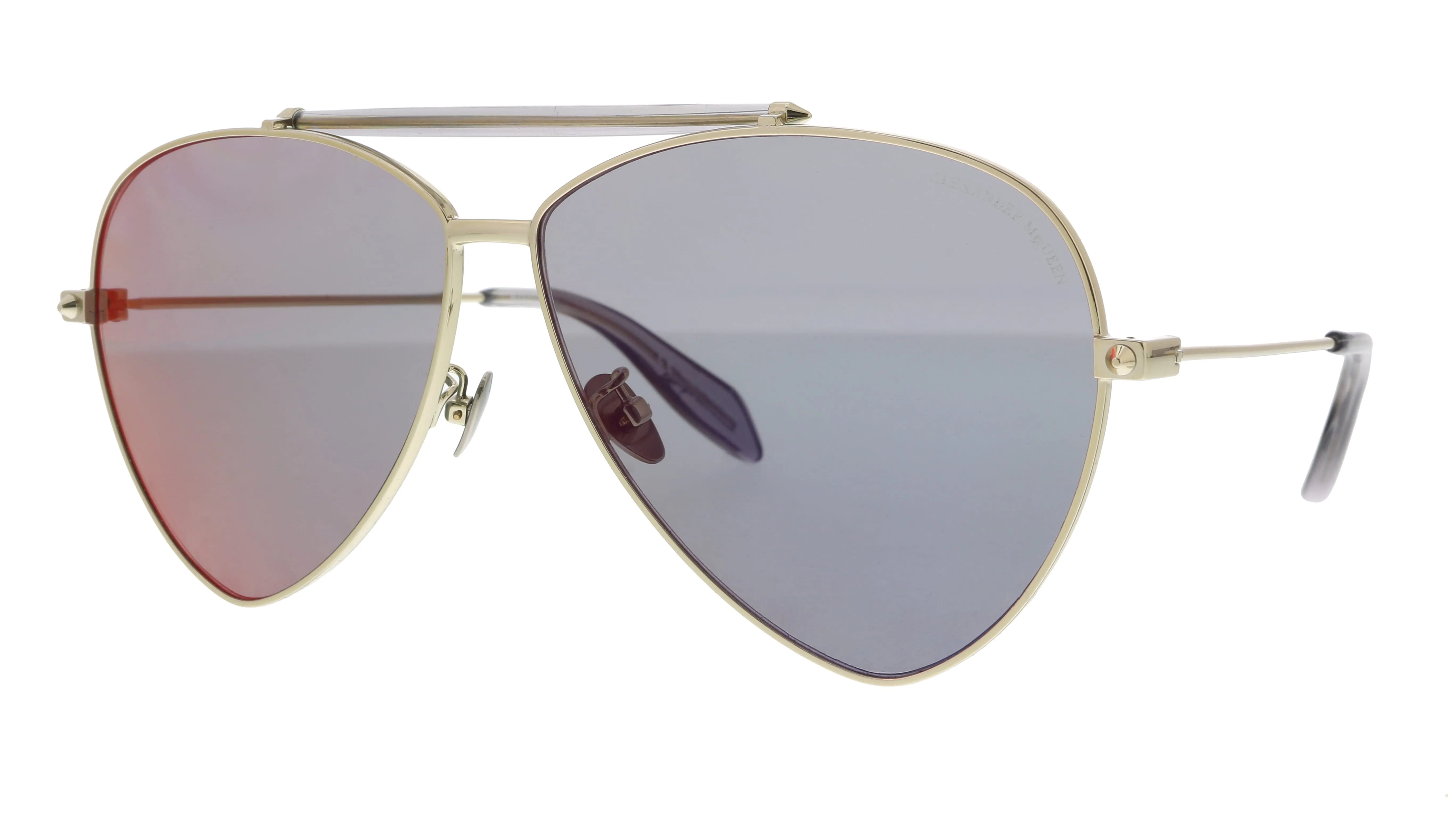 Alexander McQueen AM0058S 004 Gold Aviator Sunglasses