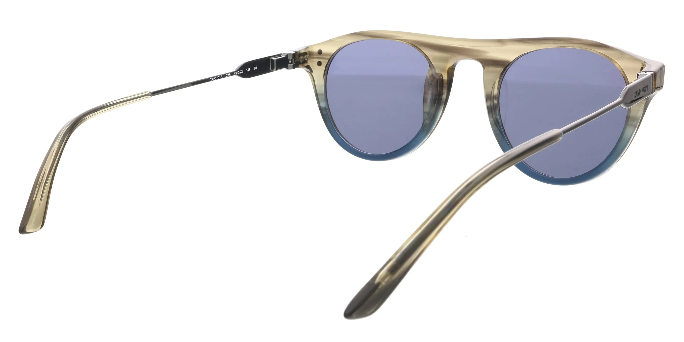 Calvin Klein CK20701S 41888 Taupe/Blue Horn Gradient Round Sunglasses