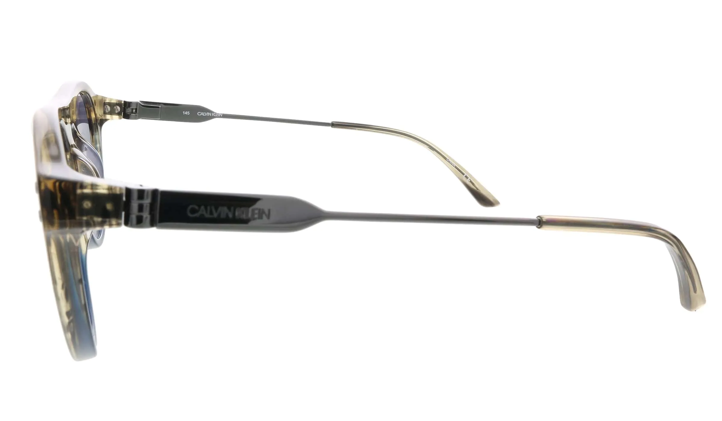 Calvin Klein CK20701S 41888 Taupe/Blue Horn Gradient Round Sunglasses