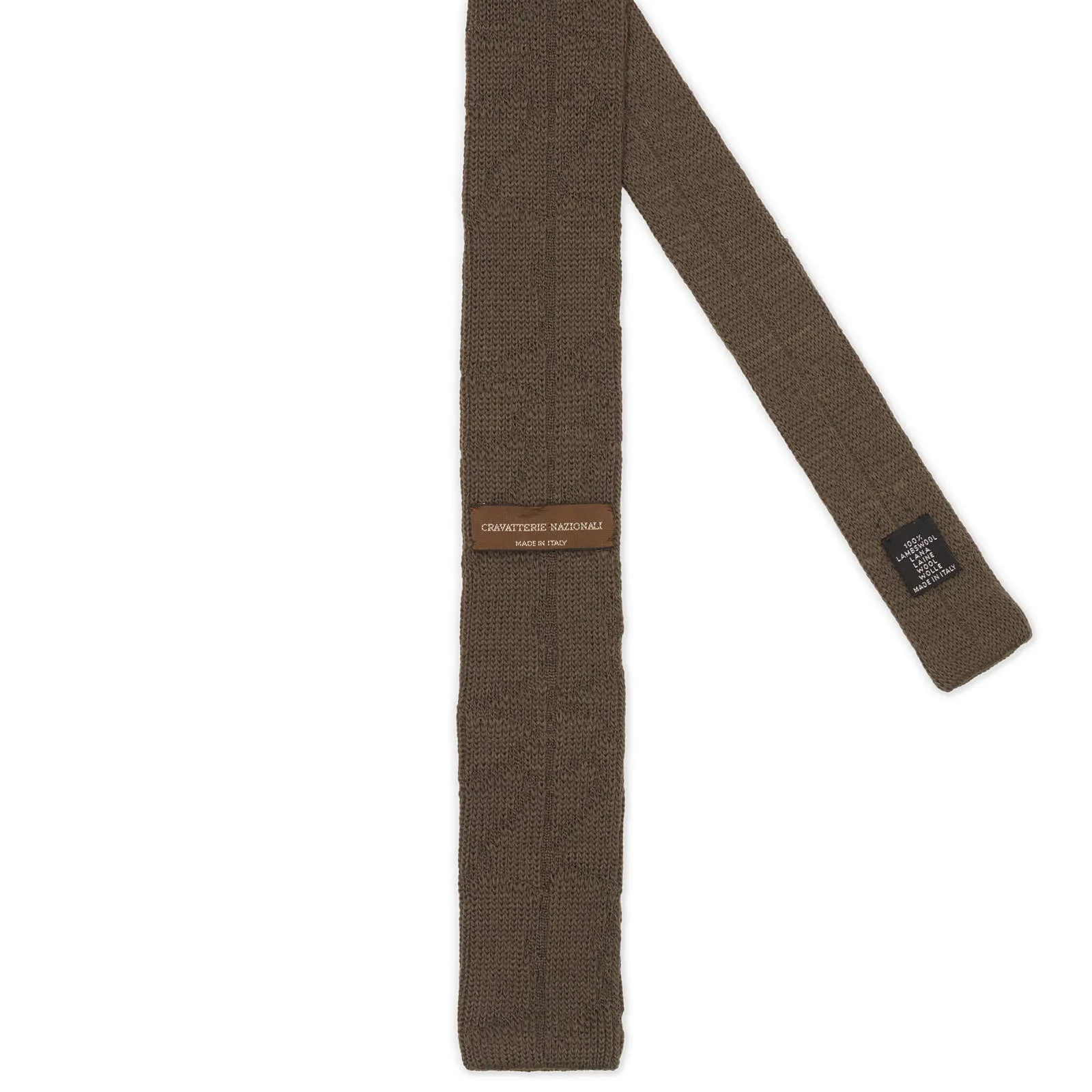 CRAVATTERIE NAZIONALI Brown Abstract Wool Knit Tie NEW