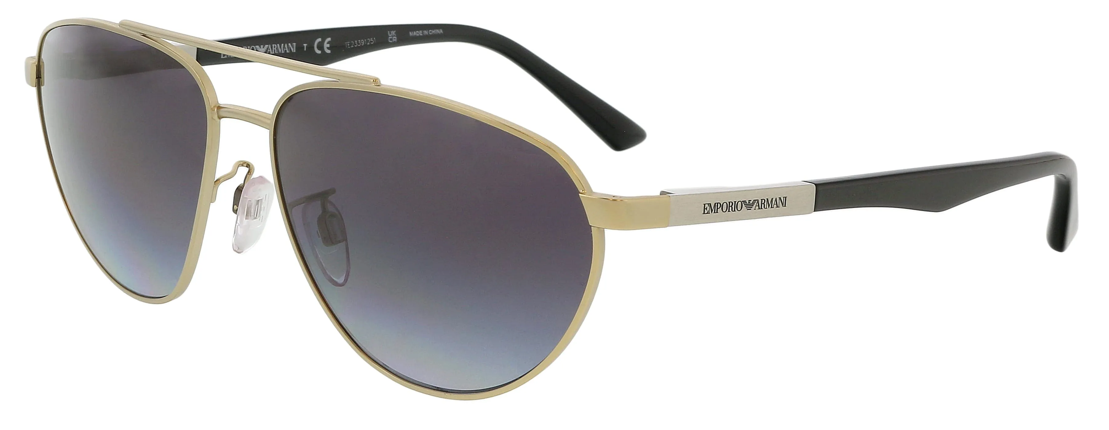Emporio Armani 0EA2125 30028G Full Rim Light Gold Aviator Sunglasses