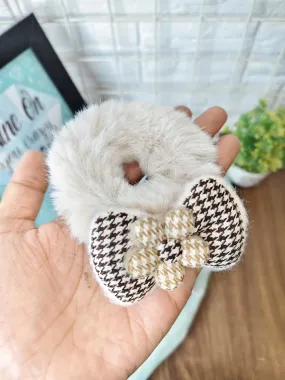 Fur bow hair ties ( assorted