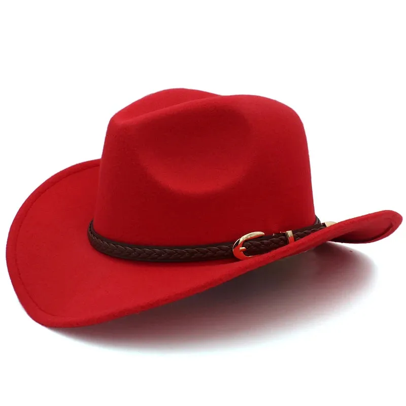 Men's Outdoor Woolen Hat, European And American Cowboy Top Hat, Sun Shading Hat, Women's Summer Curled Brim Big Brim Hat