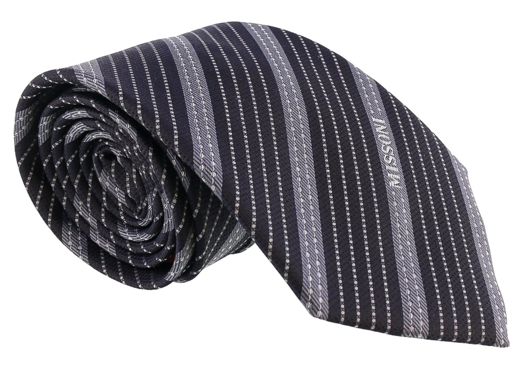 Missoni Multi Stripe Blue/Grey Woven Pure Silk Tie