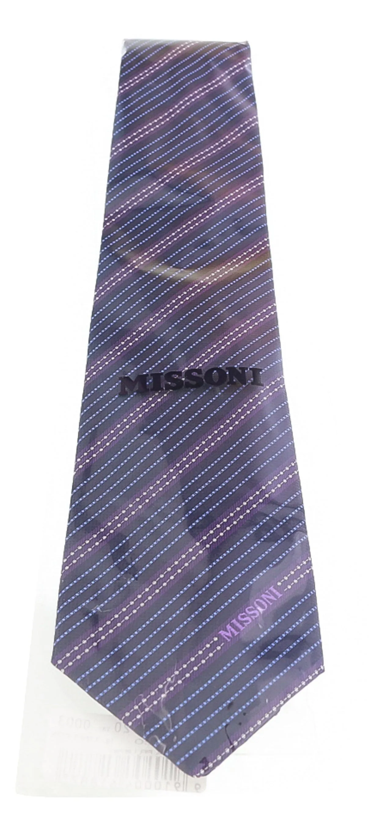 Missoni Multi Stripe Blue/Purple Woven Pure Silk Tie