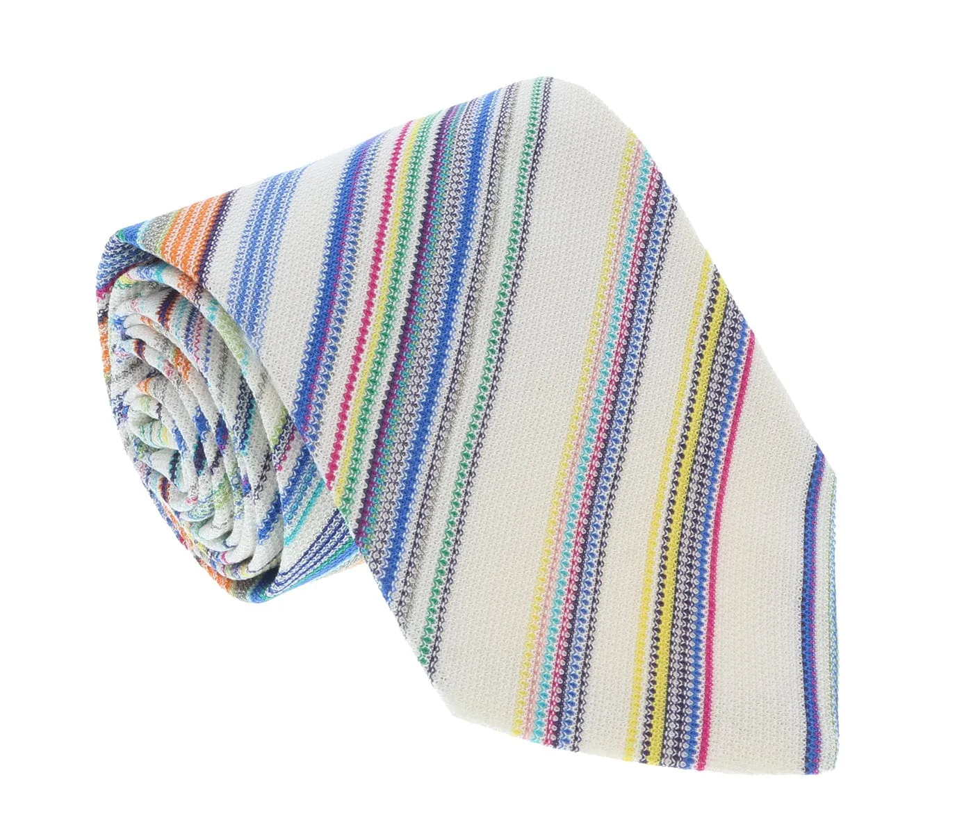 Missoni U0759 Cream/Orange Bar Code Pure Silk Tie
