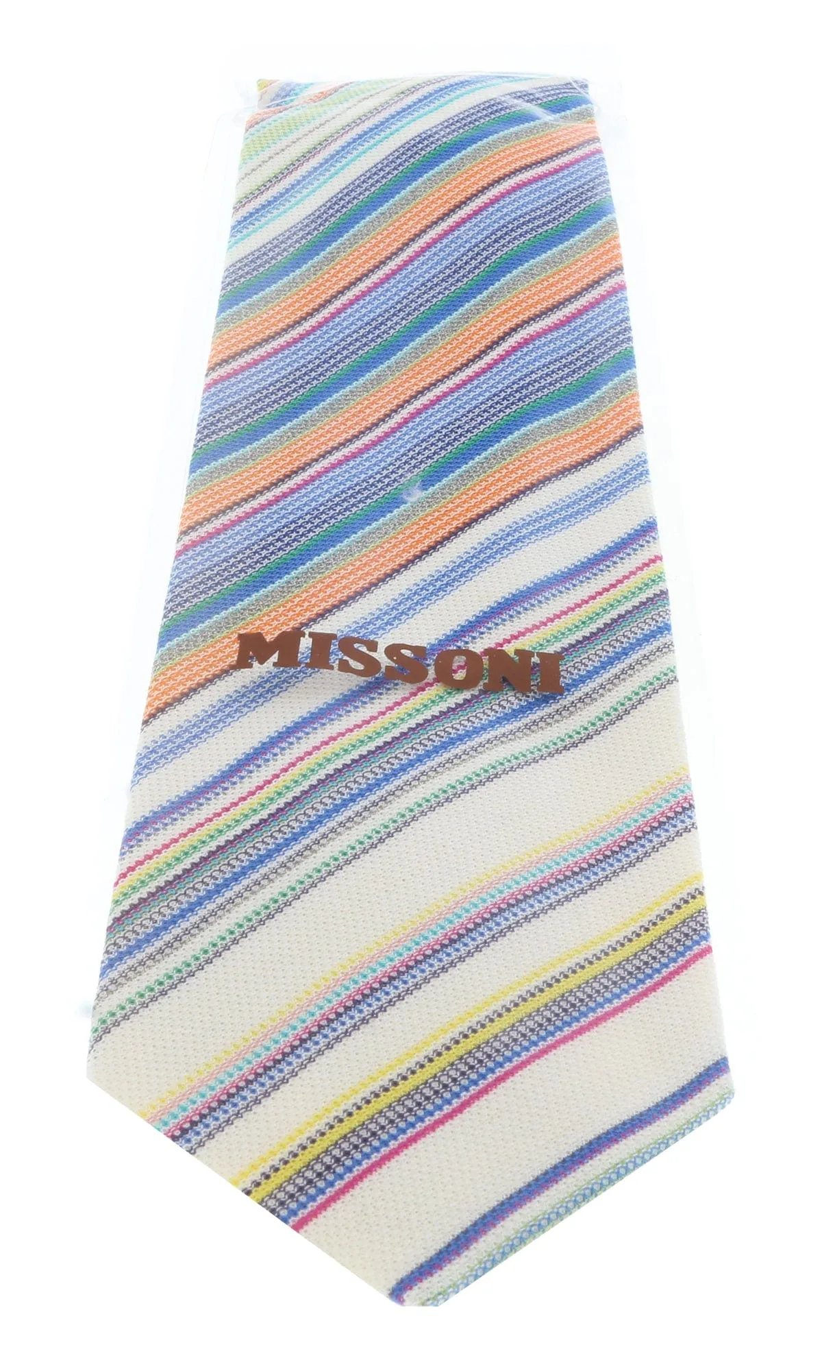 Missoni U0759 Cream/Orange Bar Code Pure Silk Tie