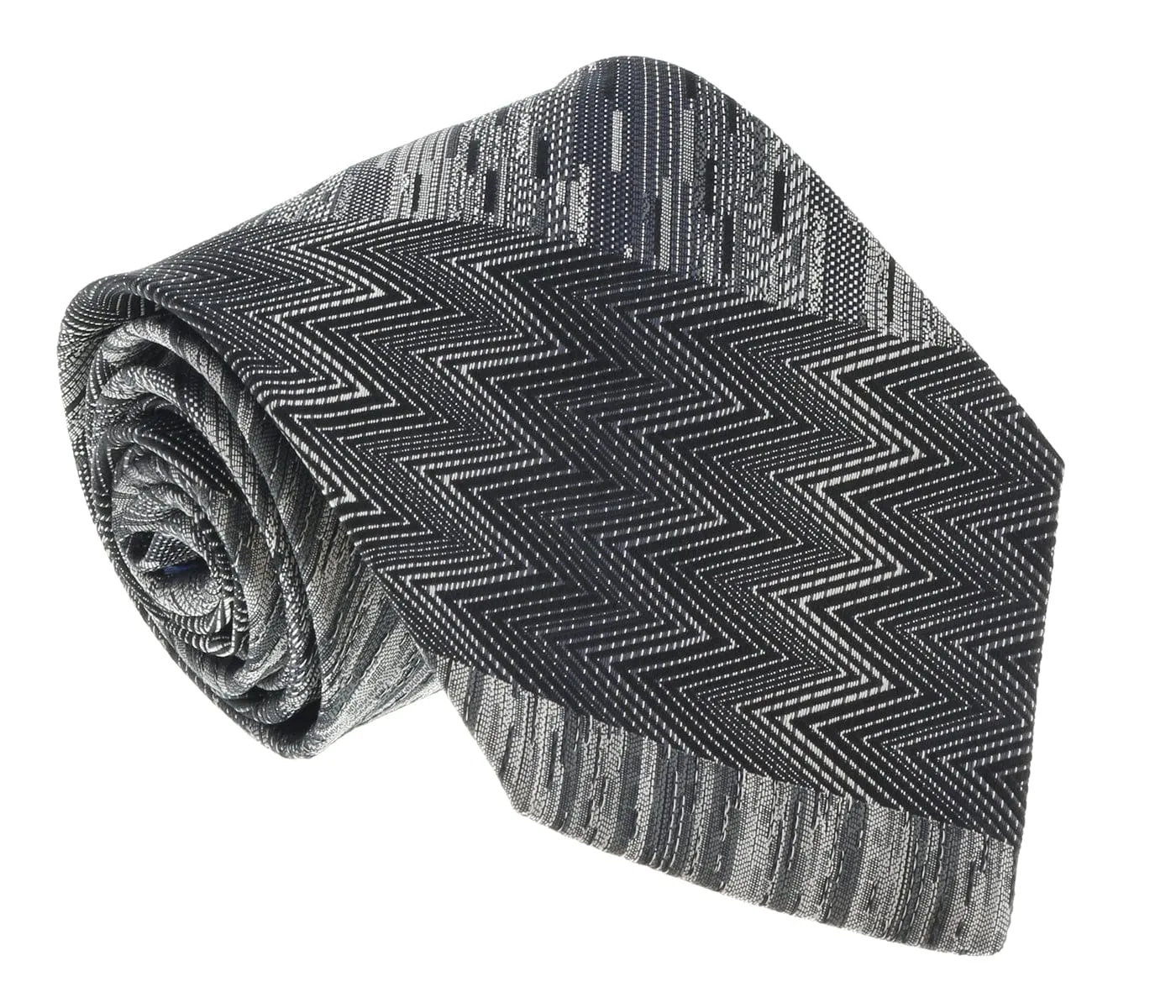 Missoni U0836 Silver/Black Chevron Pure Silk Tie