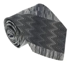 Missoni U0836 Silver/Black Chevron Pure Silk Tie