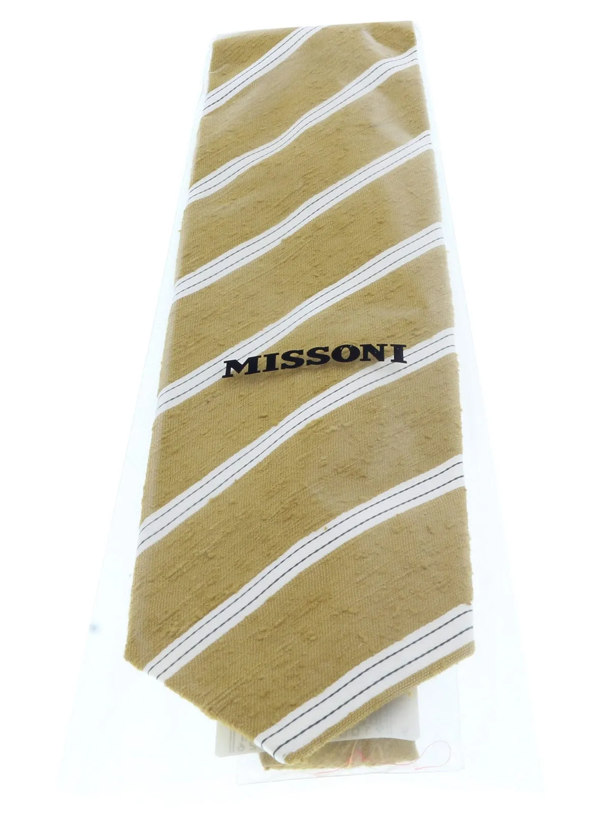 Missoni U4221 Mustard/Cream Regimental Pure Silk Tie