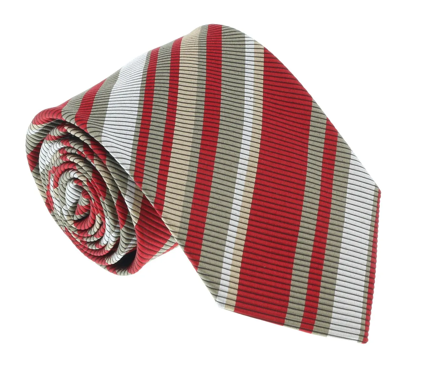 Missoni U4233 Red/Khaki Regimental Pure Silk Tie