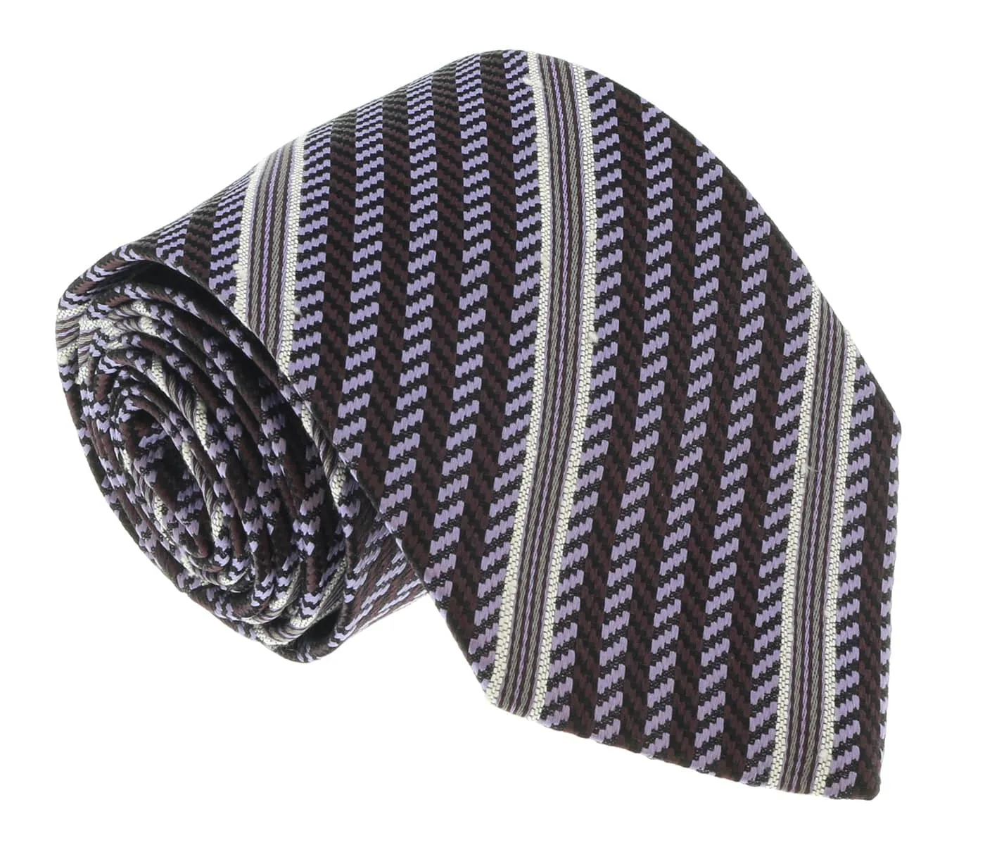 Missoni U4530 Lavender/Brown Regimental Pure Silk Tie
