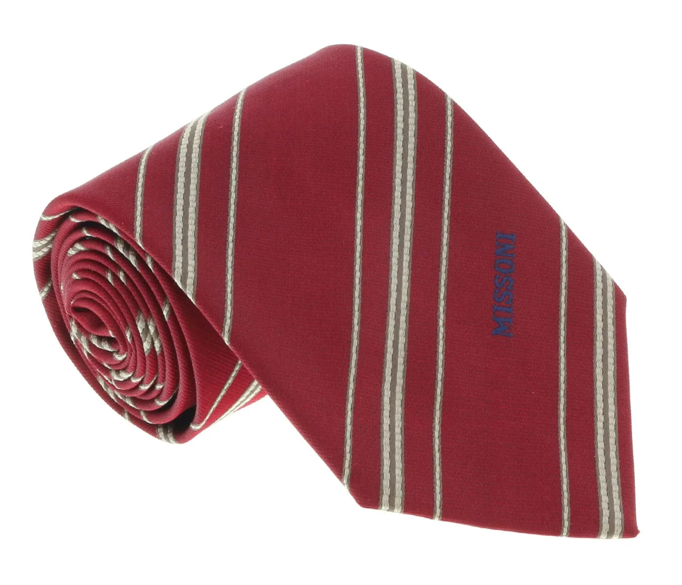 Missoni U5026 Red/Brown Regimental Pure Silk Tie