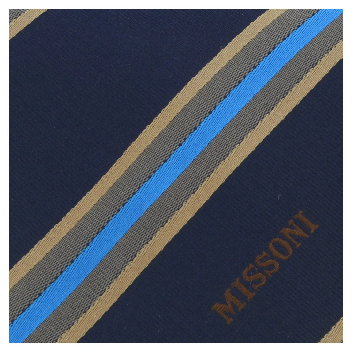 Missoni U5029  Navy Blue/Gold Regimental  Pure Silk Tie