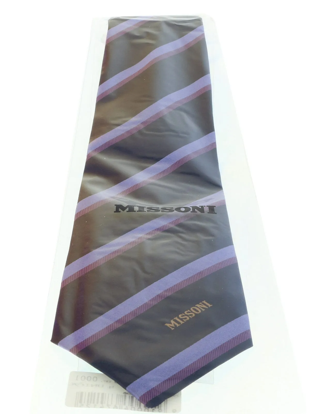 Missoni U5035 Navy/Purple Repp Pure Silk Tie