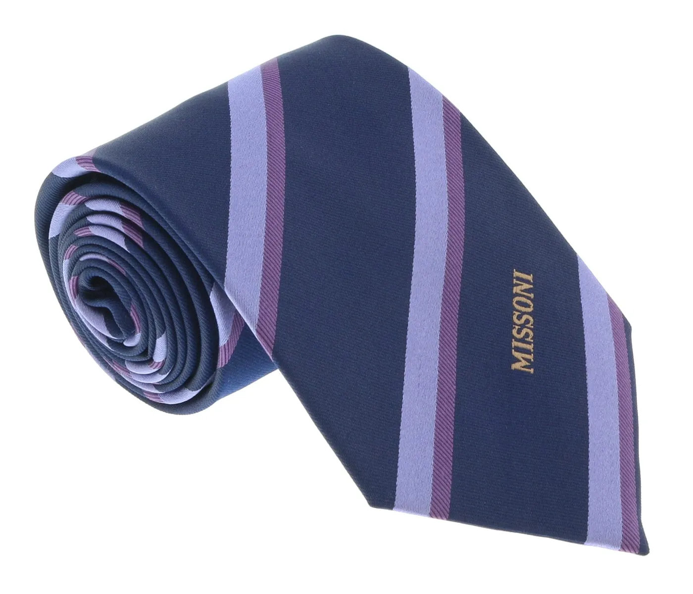 Missoni U5035 Navy/Purple Repp Pure Silk Tie