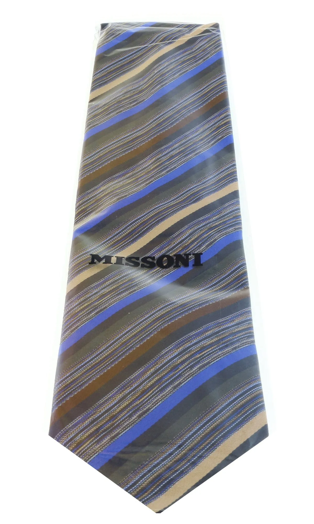 Missoni U5052 Blue/Black Bar Code Pure Silk Tie