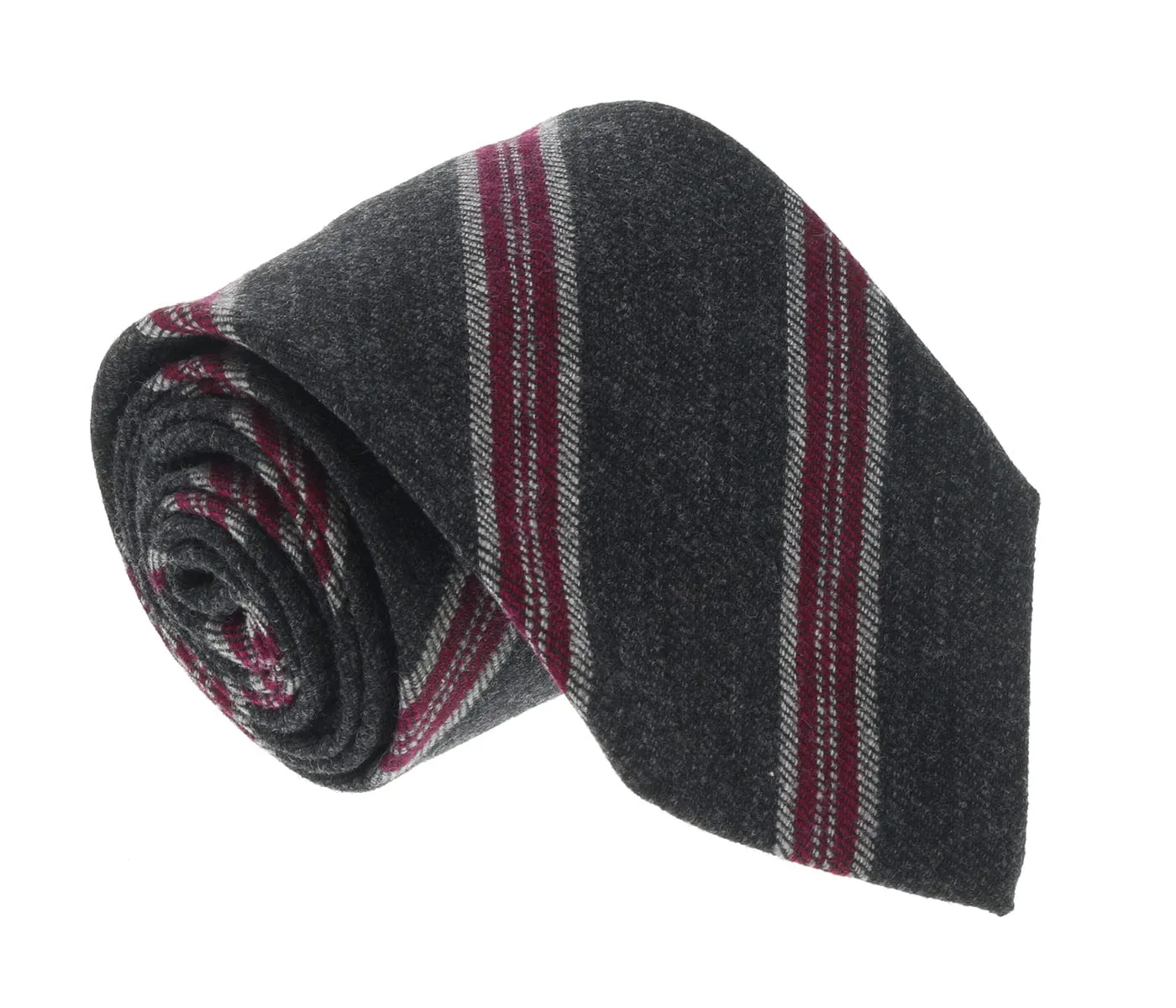 Missoni U5144 Regimental Grey/Fuschia Wool Blend Tie