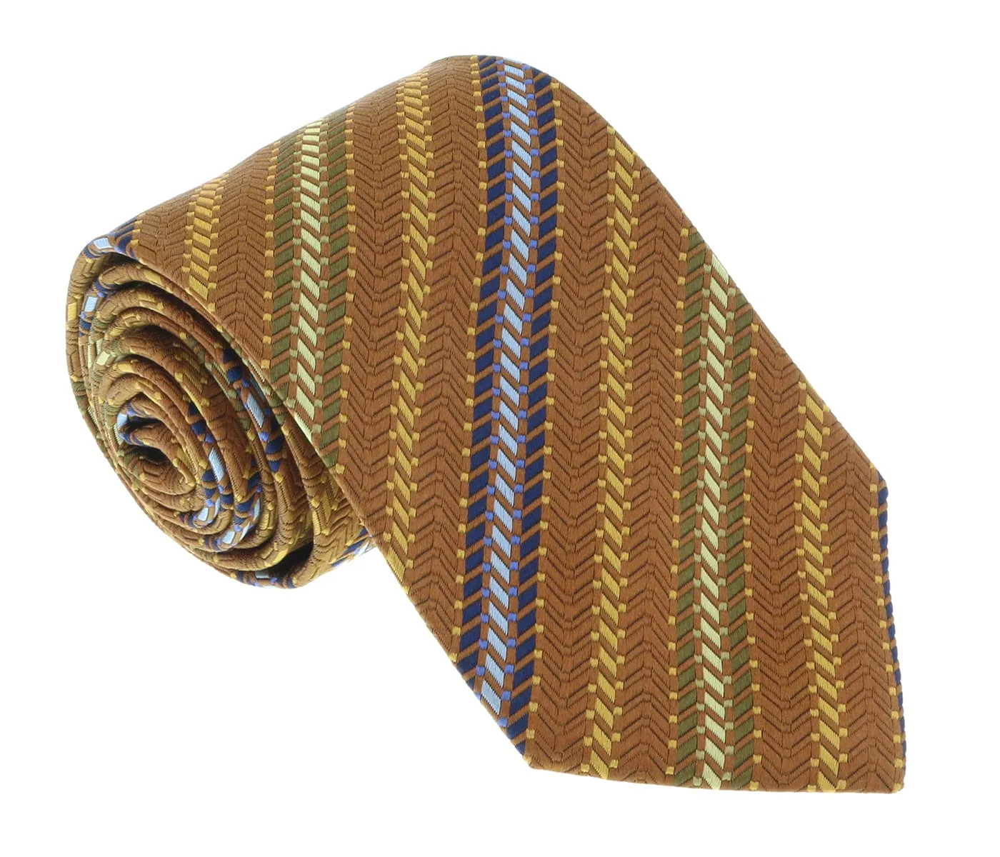 Missoni U5301 Brown/Gold Sharkskin Pure Silk Tie