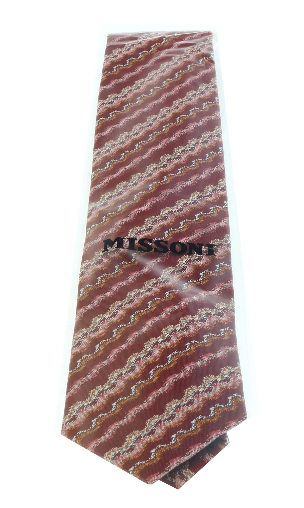 Missoni U5302 Red/Orange Sharkskin Pure Silk Tie