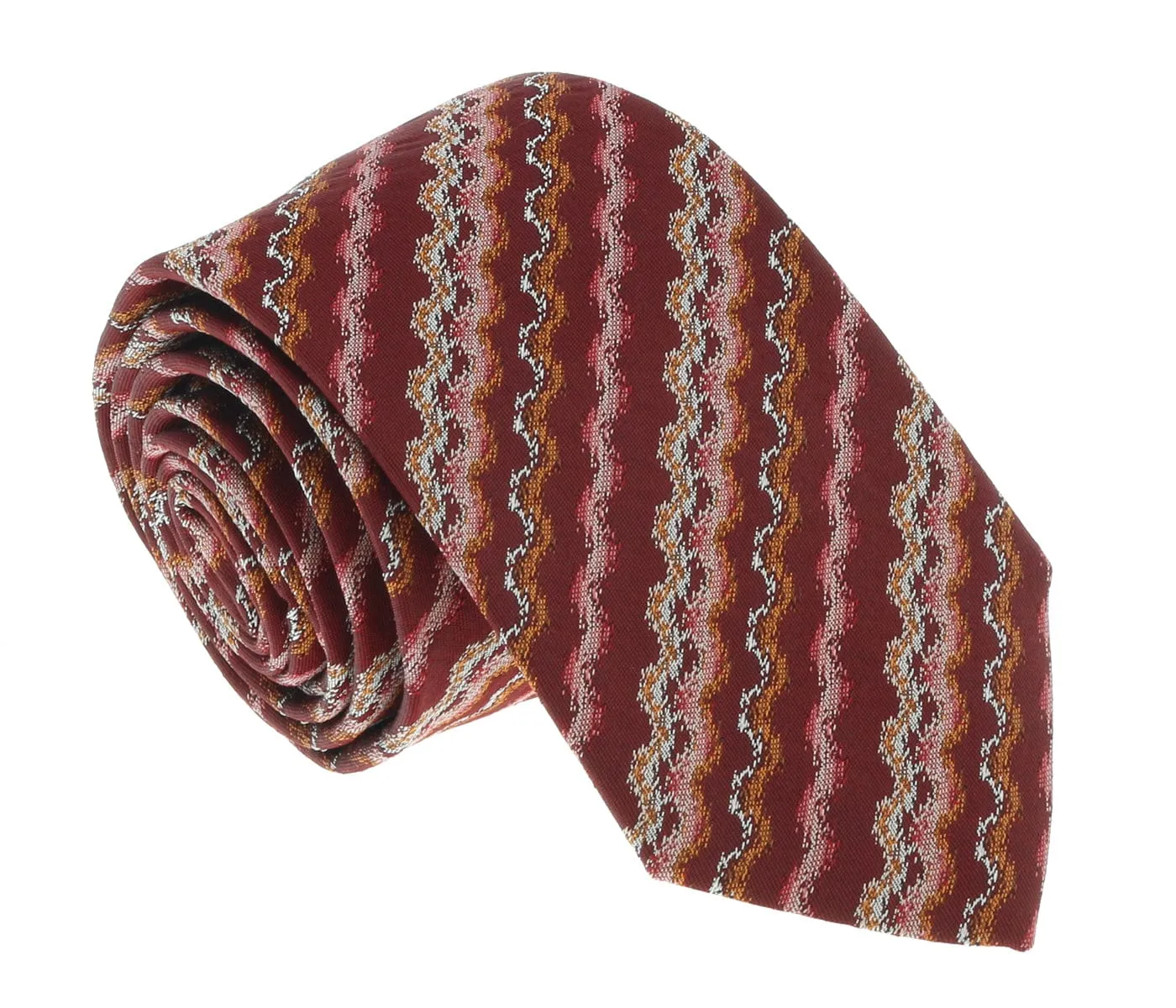 Missoni U5302 Red/Orange Sharkskin Pure Silk Tie