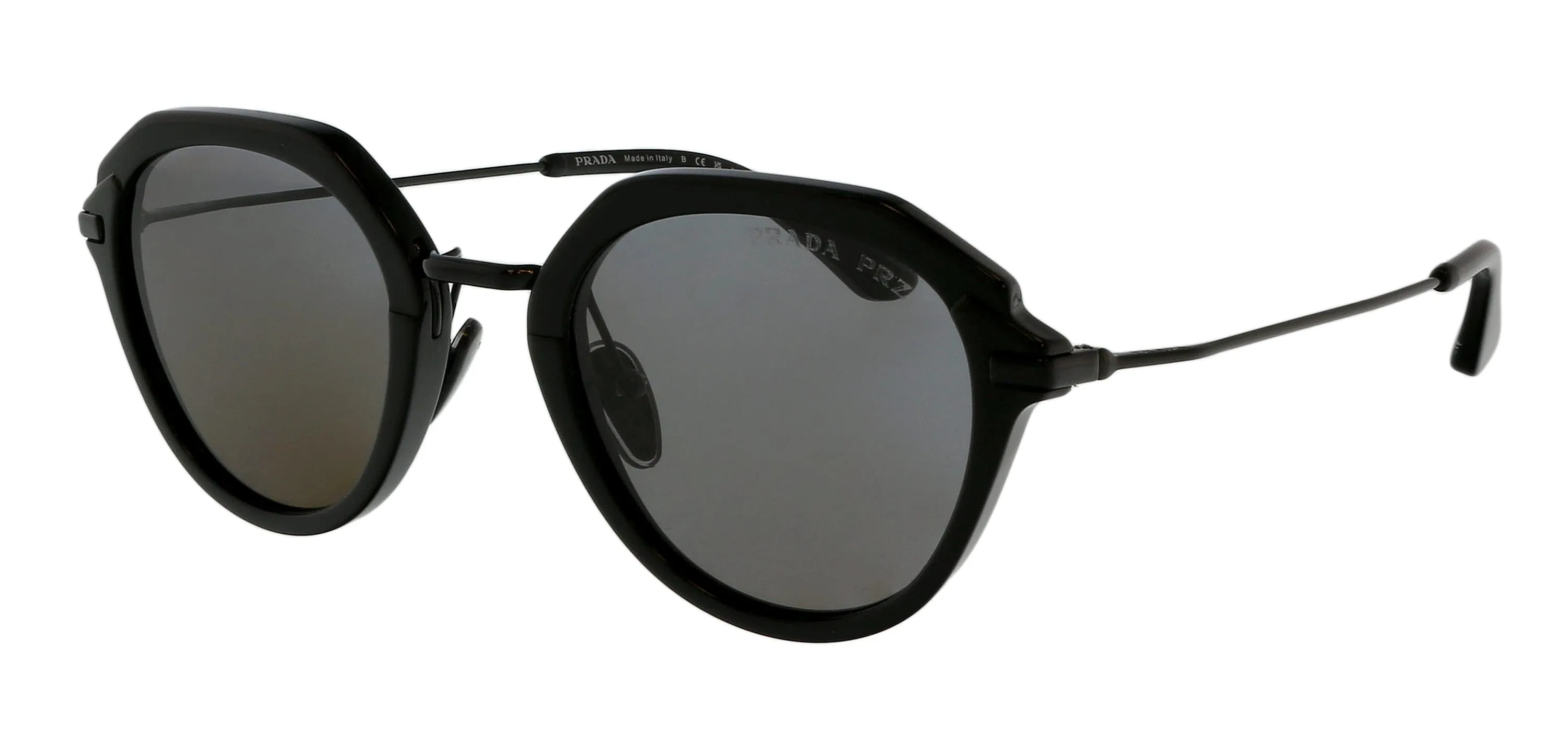 Prada 0PR 05YS 1AB5Z1 Round Black Black Sunglasses