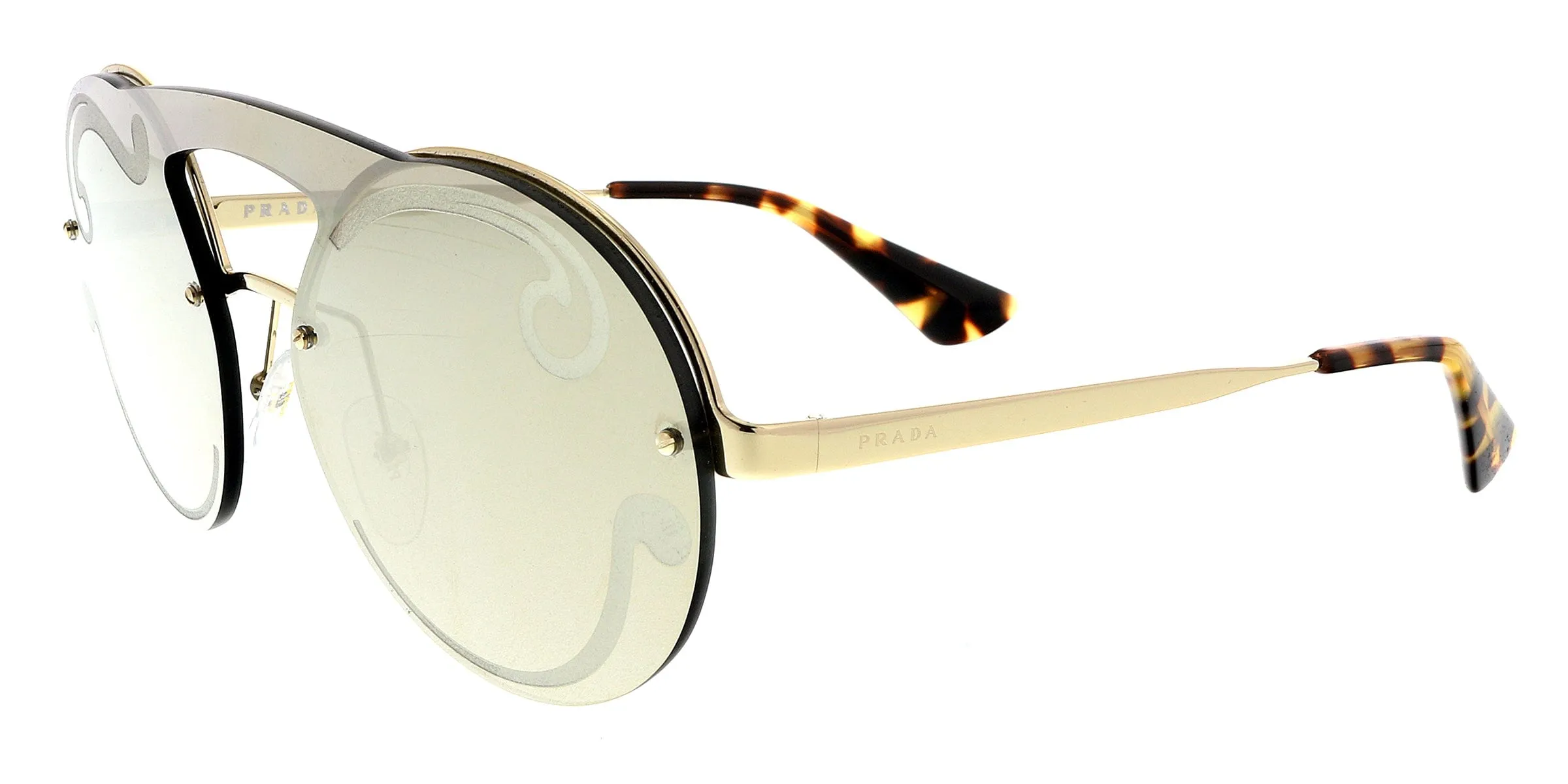 Prada PR65TS ZVNODW Pale Gold Round Sunglasses