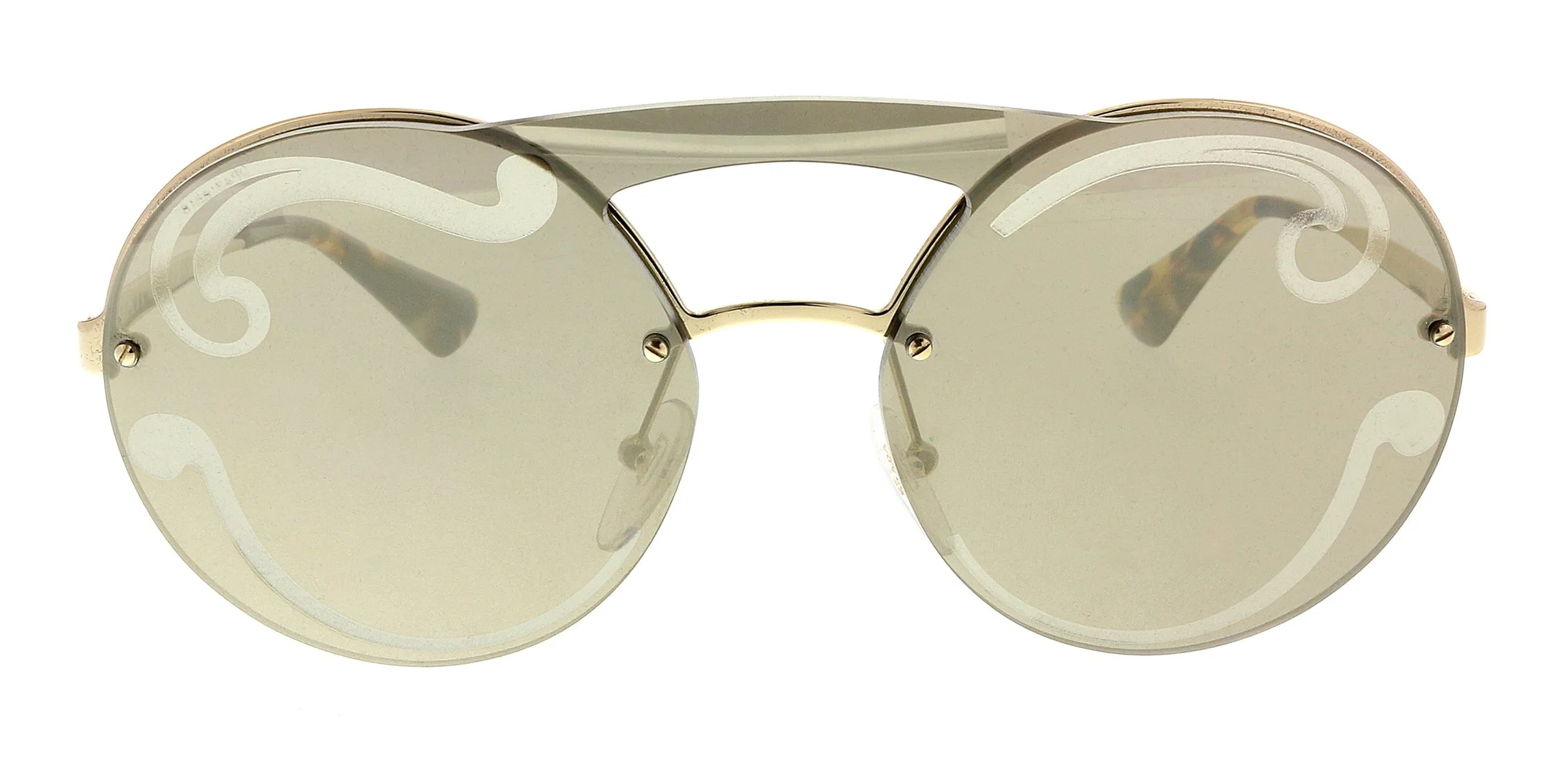 Prada PR65TS ZVNODW Pale Gold Round Sunglasses