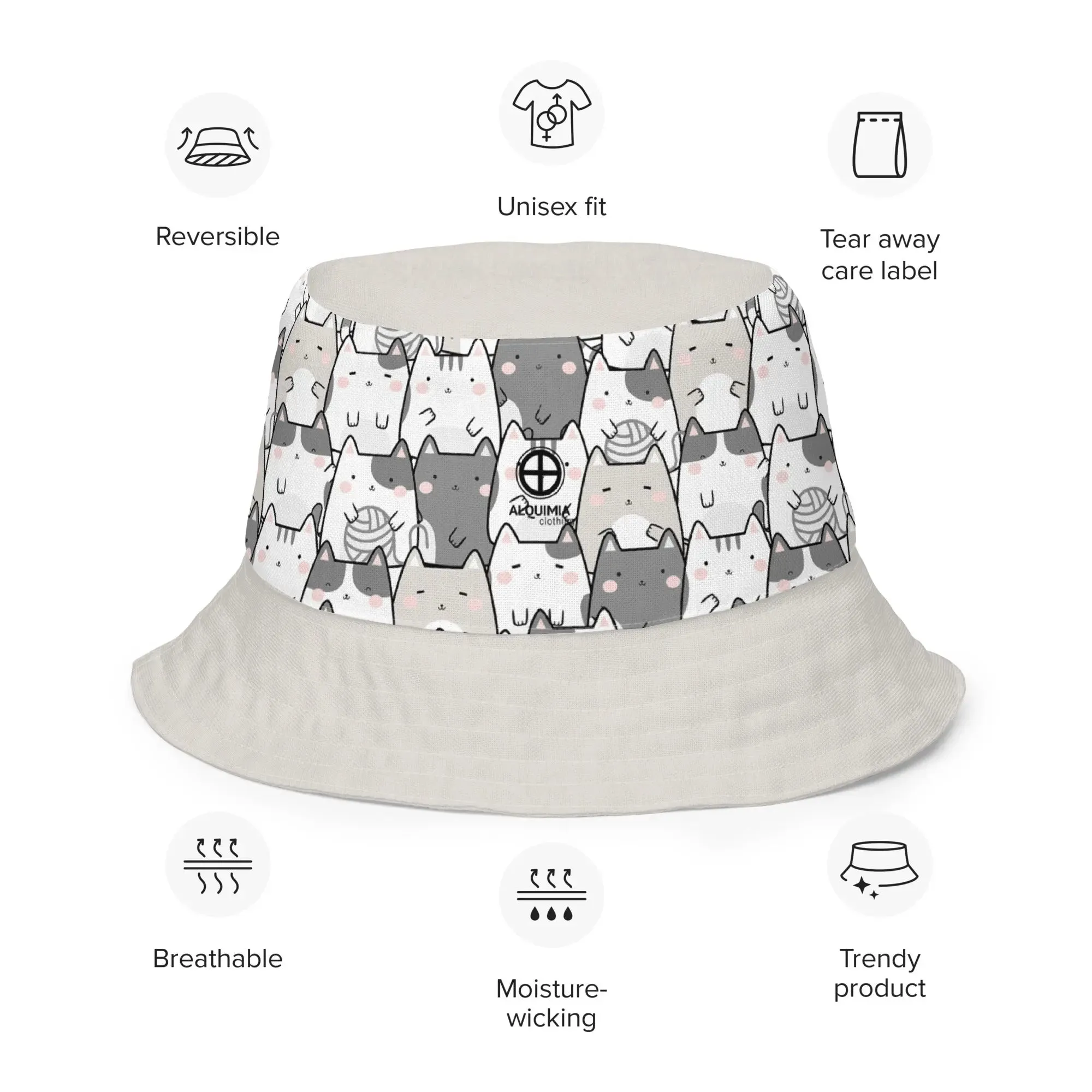 "Radiant Cats" - reversible Bucket Hat